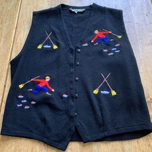 Adorable wool curling vest made in Scotland